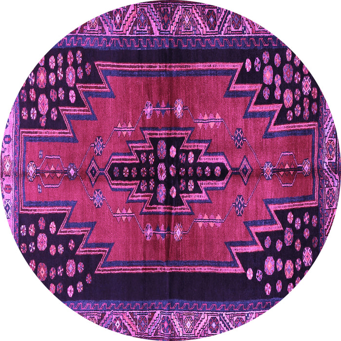 Round Persian Purple Traditional Rug, tr448pur