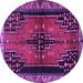 Round Persian Purple Traditional Rug, tr448pur