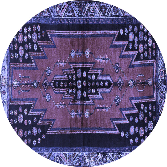 Round Persian Blue Traditional Rug, tr448blu
