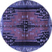 Round Persian Blue Traditional Rug, tr448blu