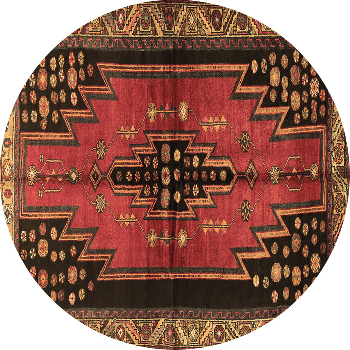 Round Machine Washable Persian Brown Traditional Rug, wshtr448brn