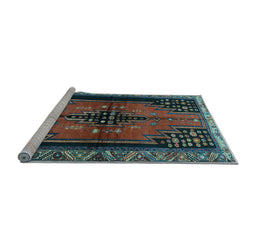 Sideview of Machine Washable Persian Light Blue Traditional Rug, wshtr448lblu