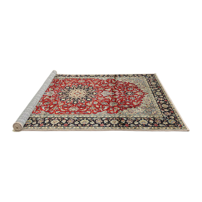 Sideview of Machine Washable Traditional Tan Brown Rug, wshtr449