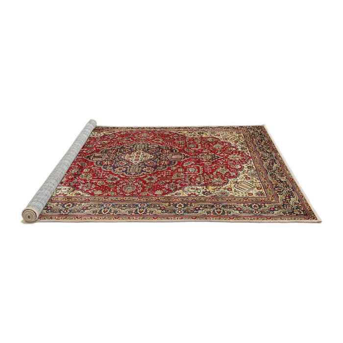 Sideview of Machine Washable Traditional Tomato Red Rug, wshtr4490