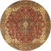 Round Medallion Brown Traditional Rug, tr4490brn