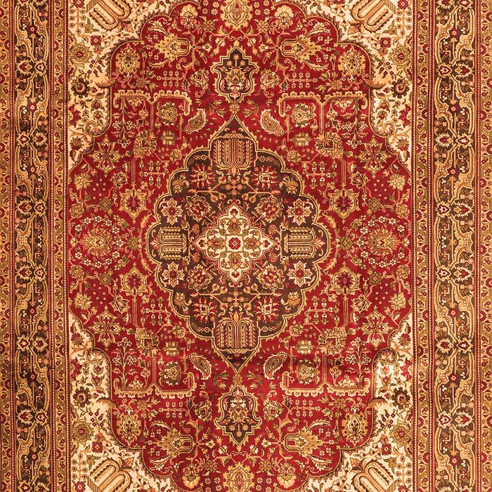 Serging Thickness of Machine Washable Medallion Orange Traditional Area Rugs, wshtr4490org