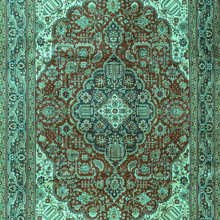 Machine Washable Medallion Turquoise Traditional Area Rugs, wshtr4490turq