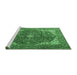 Sideview of Machine Washable Medallion Emerald Green Traditional Area Rugs, wshtr4490emgrn