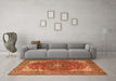 Machine Washable Medallion Orange Traditional Area Rugs in a Living Room, wshtr4490org