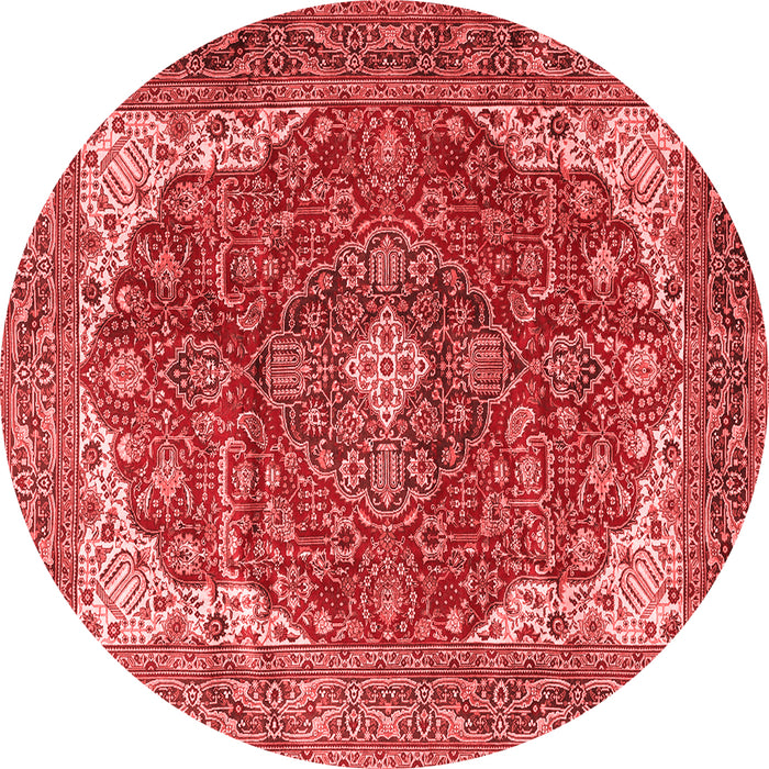 Machine Washable Medallion Red Traditional Rug, wshtr4490red