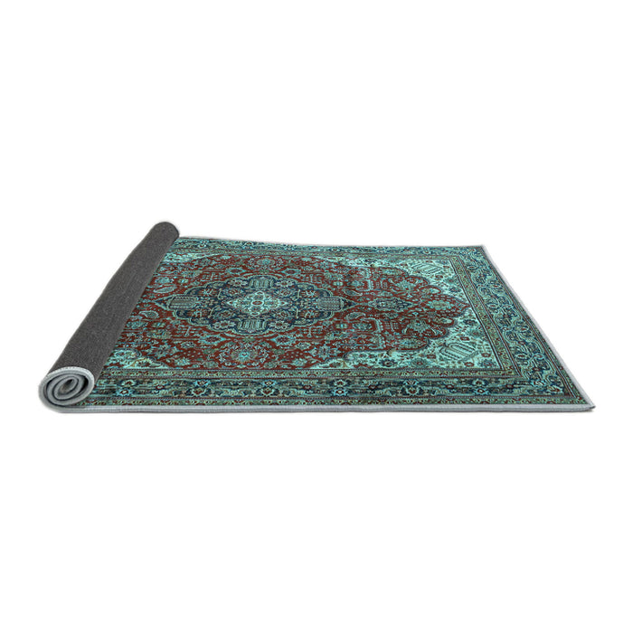Sideview of Medallion Light Blue Traditional Rug, tr4490lblu