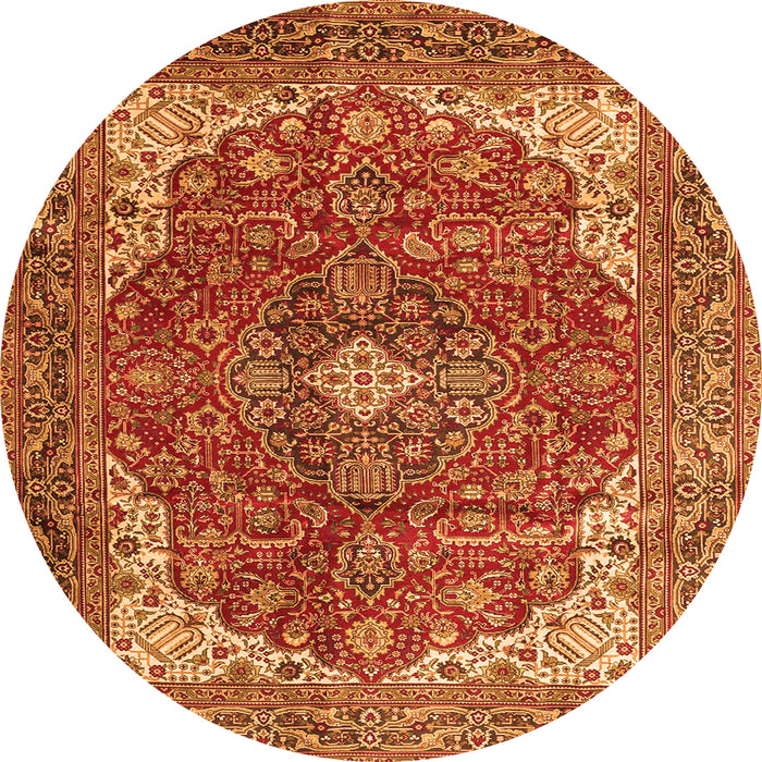 Machine Washable Medallion Orange Traditional Area Rugs, wshtr4490org