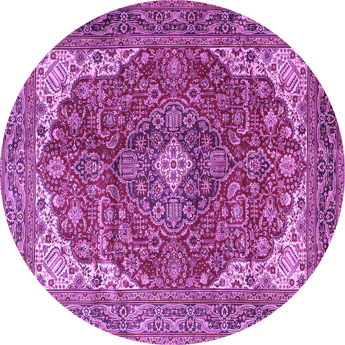 Round Medallion Purple Traditional Rug, tr4490pur