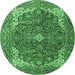 Round Medallion Emerald Green Traditional Rug, tr4490emgrn