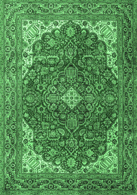 Medallion Emerald Green Traditional Rug, tr4490emgrn