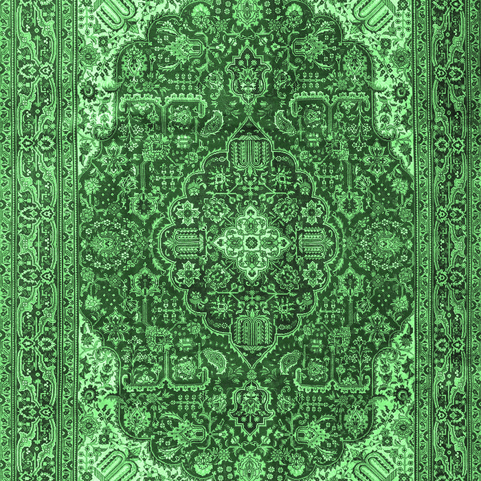 Medallion Emerald Green Traditional Rug, tr4490emgrn
