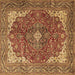 Square Medallion Brown Traditional Rug, tr4490brn