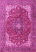 Machine Washable Medallion Pink Traditional Rug, wshtr4490pnk