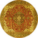 Round Medallion Yellow Traditional Rug, tr4490yw