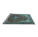 Sideview of Machine Washable Medallion Light Blue Traditional Rug, wshtr4490lblu