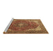 Sideview of Machine Washable Medallion Brown Traditional Rug, wshtr4490brn