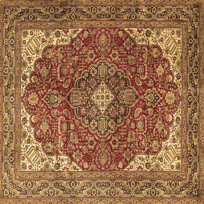 Square Machine Washable Medallion Brown Traditional Rug, wshtr4490brn