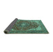 Sideview of Medallion Turquoise Traditional Rug, tr4490turq