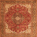 Serging Thickness of Medallion Orange Traditional Rug, tr4490org