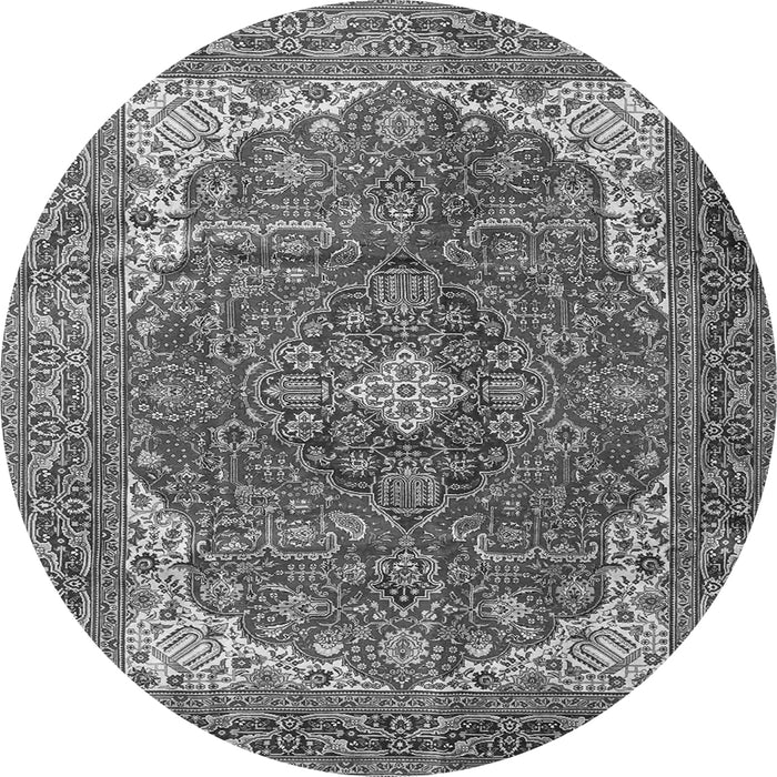 Machine Washable Medallion Gray Traditional Rug, wshtr4490gry