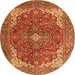 Square Medallion Orange Traditional Rug, tr4490org