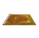 Sideview of Machine Washable Medallion Yellow Traditional Rug, wshtr4490yw