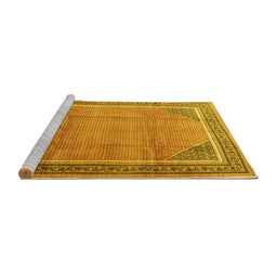 Sideview of Machine Washable Persian Yellow Traditional Rug, wshtr4491yw