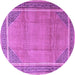 Round Persian Purple Traditional Rug, tr4491pur