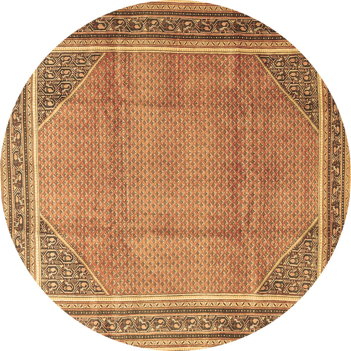 Round Persian Brown Traditional Rug, tr4491brn
