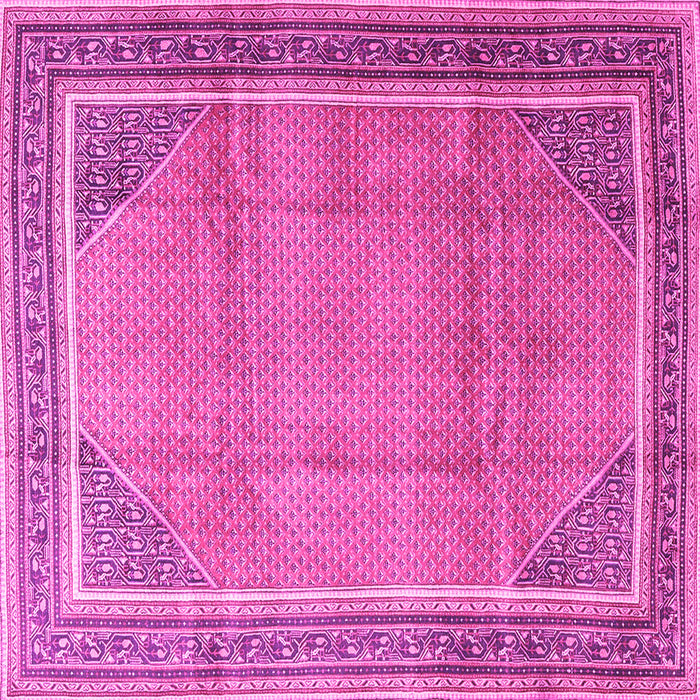Square Machine Washable Persian Pink Traditional Rug, wshtr4491pnk