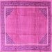 Square Machine Washable Persian Pink Traditional Rug, wshtr4491pnk