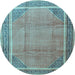 Round Persian Light Blue Traditional Rug, tr4491lblu