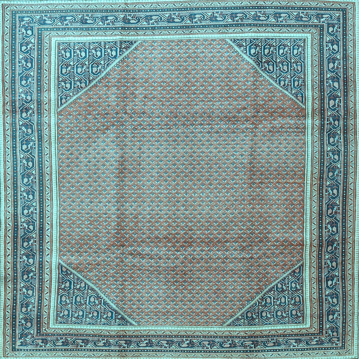 Square Machine Washable Persian Light Blue Traditional Rug, wshtr4491lblu