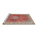 Sideview of Machine Washable Traditional Tan Brown Rug, wshtr4492