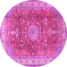 Round Medallion Pink Traditional Rug, tr4492pnk