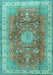 Machine Washable Medallion Turquoise Traditional Area Rugs, wshtr4492turq