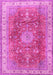 Machine Washable Medallion Pink Traditional Rug, wshtr4492pnk