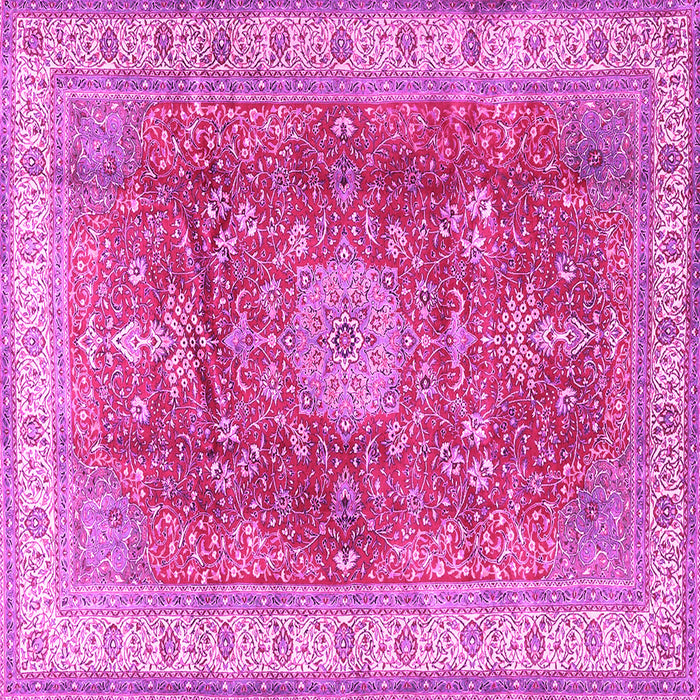 Square Machine Washable Medallion Pink Traditional Rug, wshtr4492pnk