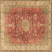 Square Medallion Brown Traditional Rug, tr4492brn