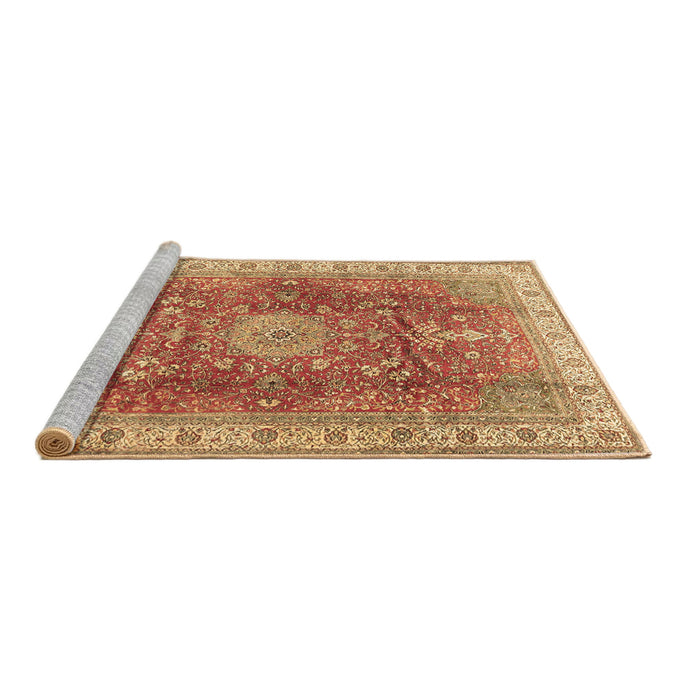 Sideview of Machine Washable Medallion Brown Traditional Rug, wshtr4492brn