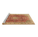 Sideview of Machine Washable Medallion Brown Traditional Rug, wshtr4492brn