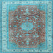 Square Medallion Light Blue Traditional Rug, tr4492lblu