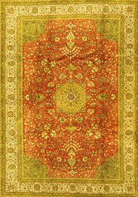 Medallion Yellow Traditional Rug, tr4492yw