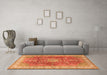 Machine Washable Medallion Orange Traditional Area Rugs in a Living Room, wshtr4492org