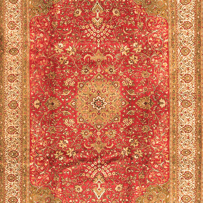 Serging Thickness of Machine Washable Medallion Orange Traditional Area Rugs, wshtr4492org